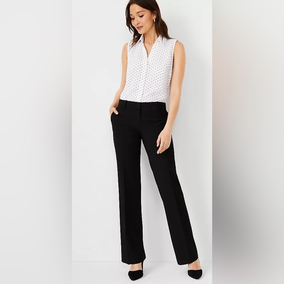 Ann Taylor The Trouser Pant In Seasonless Stretch Black Dress Pants Size 4 Four - Picture 1 of 14